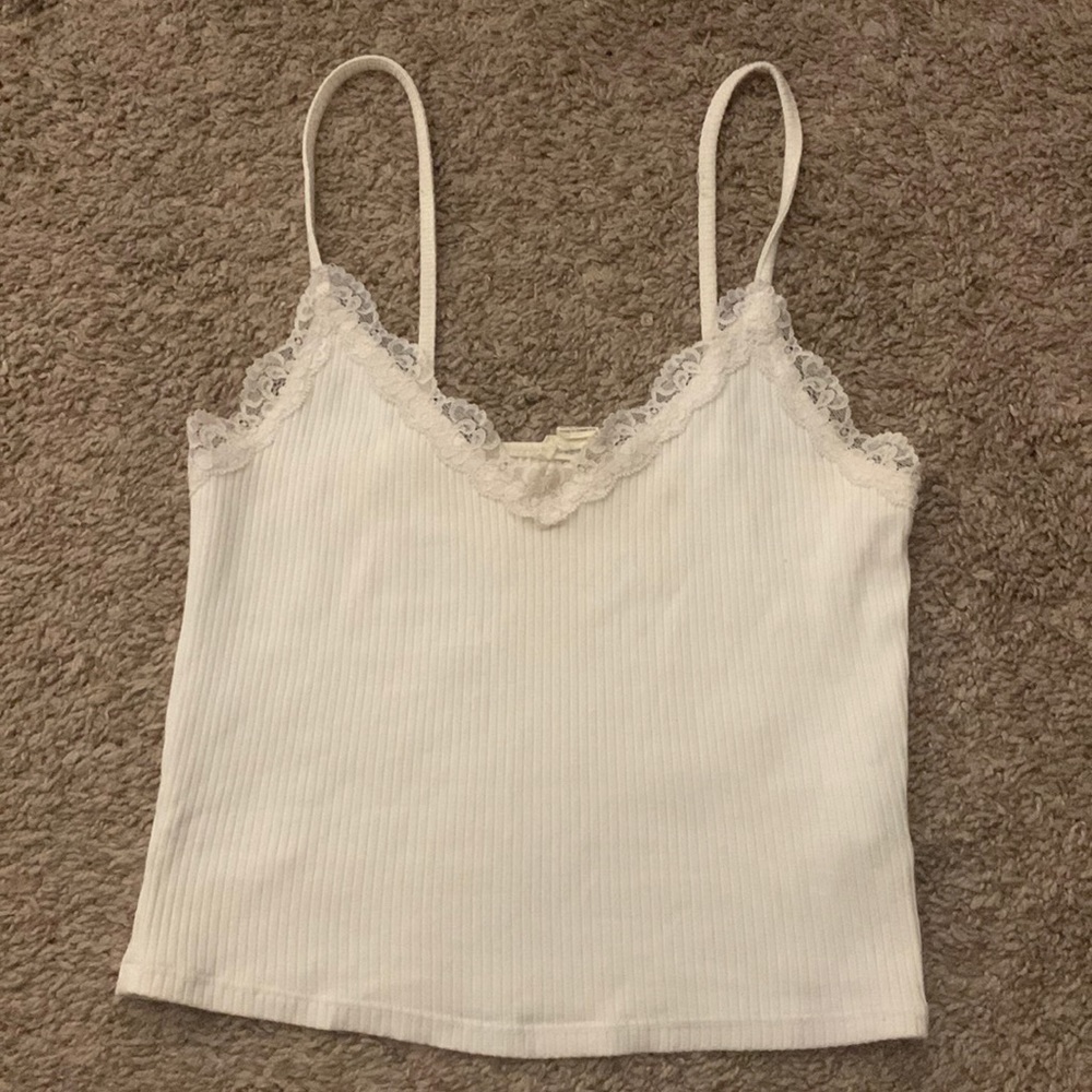 White Garage lace trim tank top